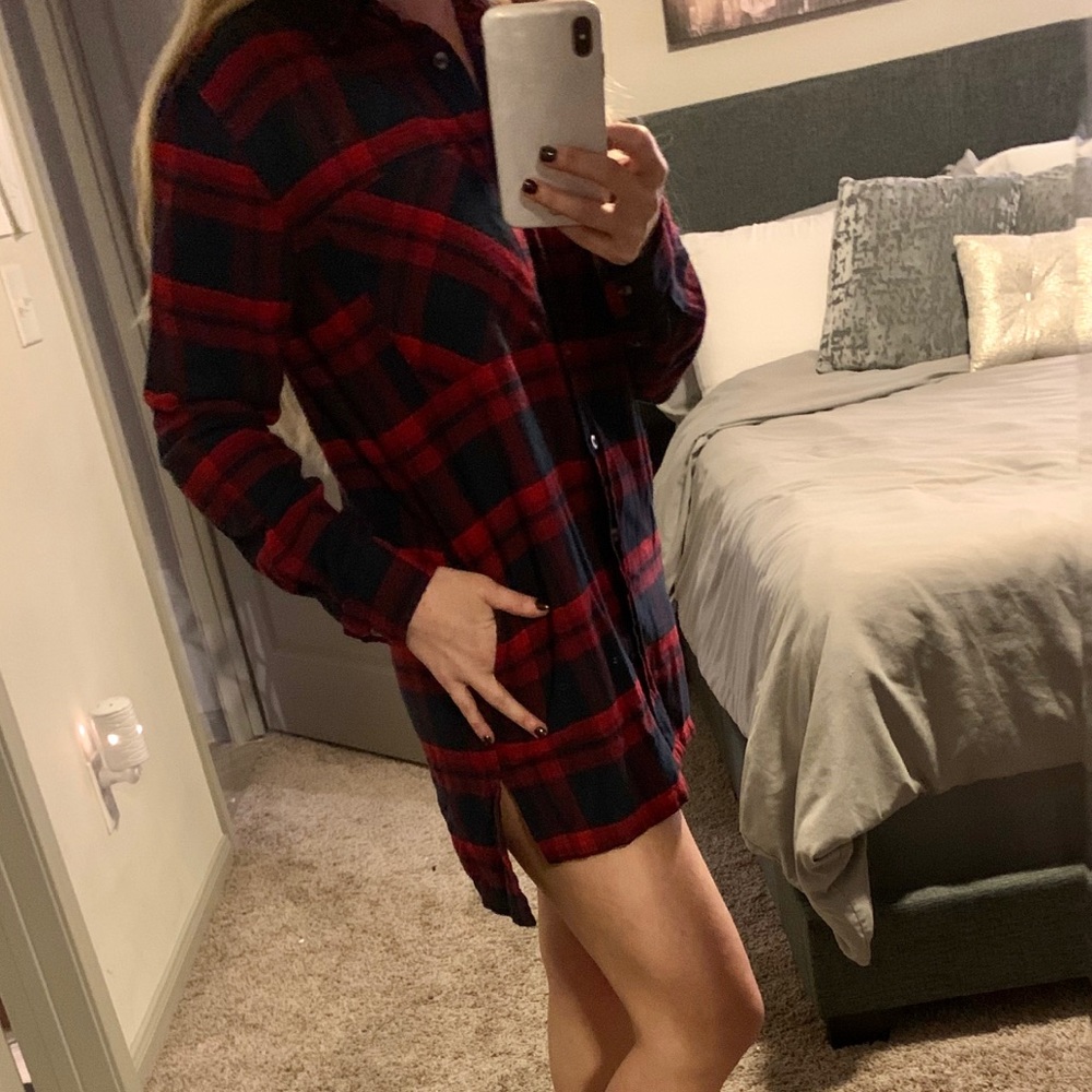 Flannel button up dress